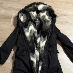 Women's Black Fur Winter Parka